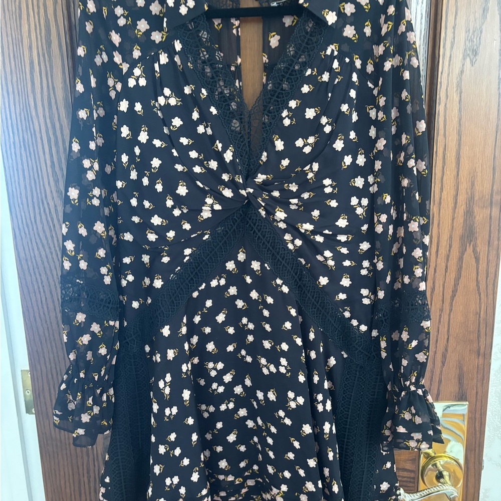 Self-Portrait Black Floral Long Sleeve Dress